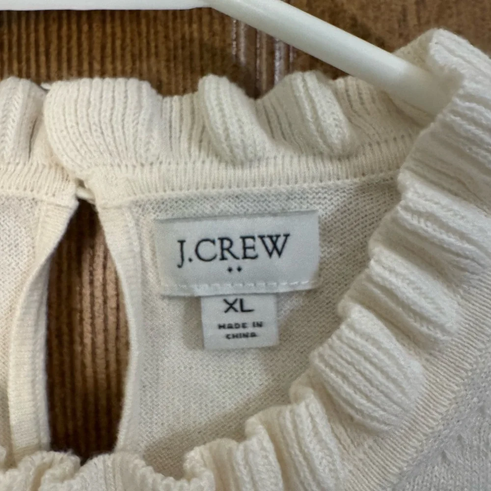 J.Crew Ivory Ruffled Neck Sweater - Picture 2 of 3